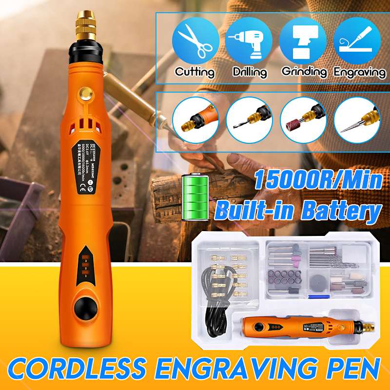 3 Speed Cordless Mini Electric Grinder Engraving Pen Polishing Machine Small Manual Drilling Machine with Battery