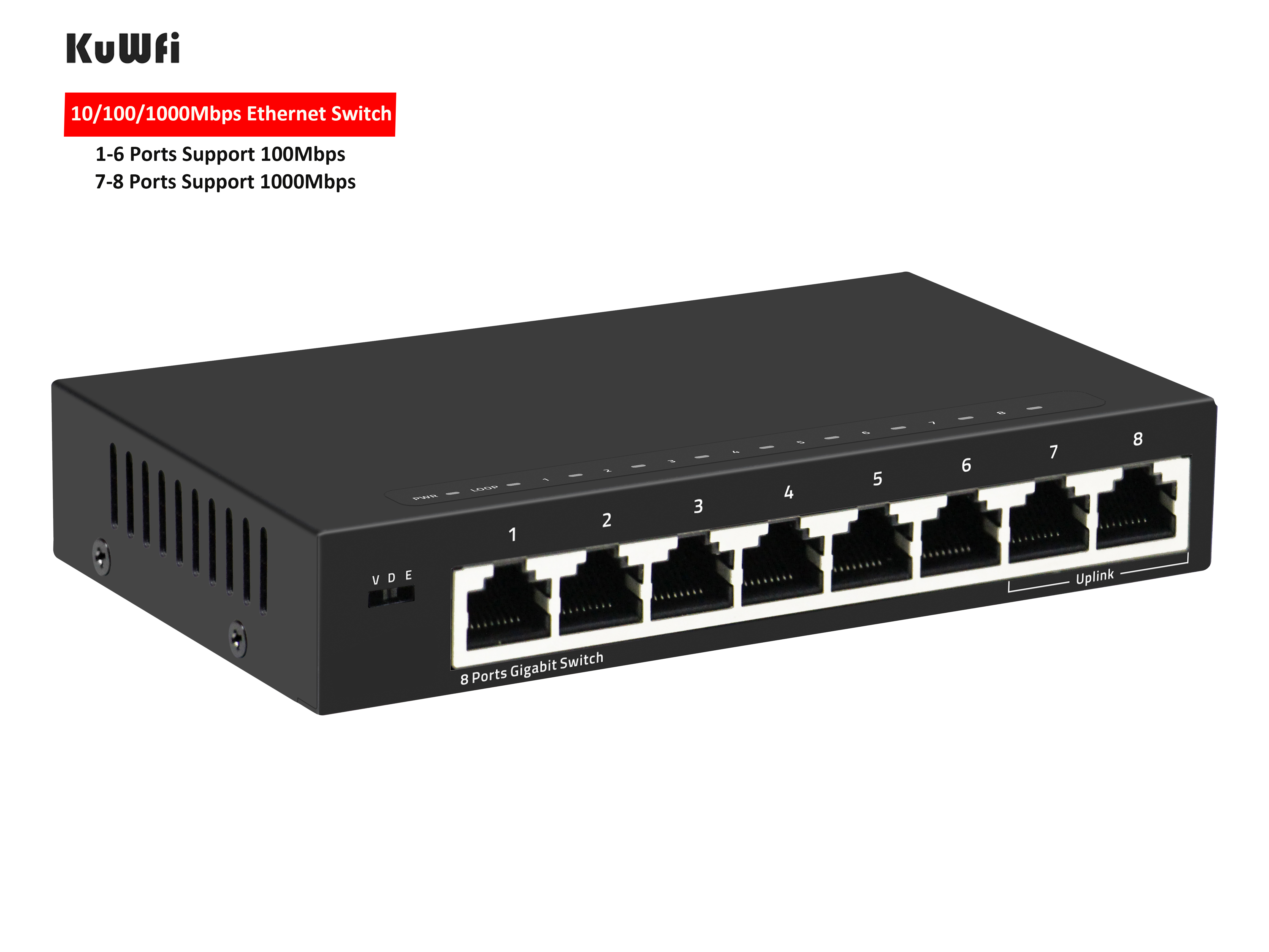 KuWFi Gigabit 8-Port Ethernet Switch Mini Desktop1000Mbps Fast Network Switch LAN Hub/ Full or Half Duplex Exchange 2020 New