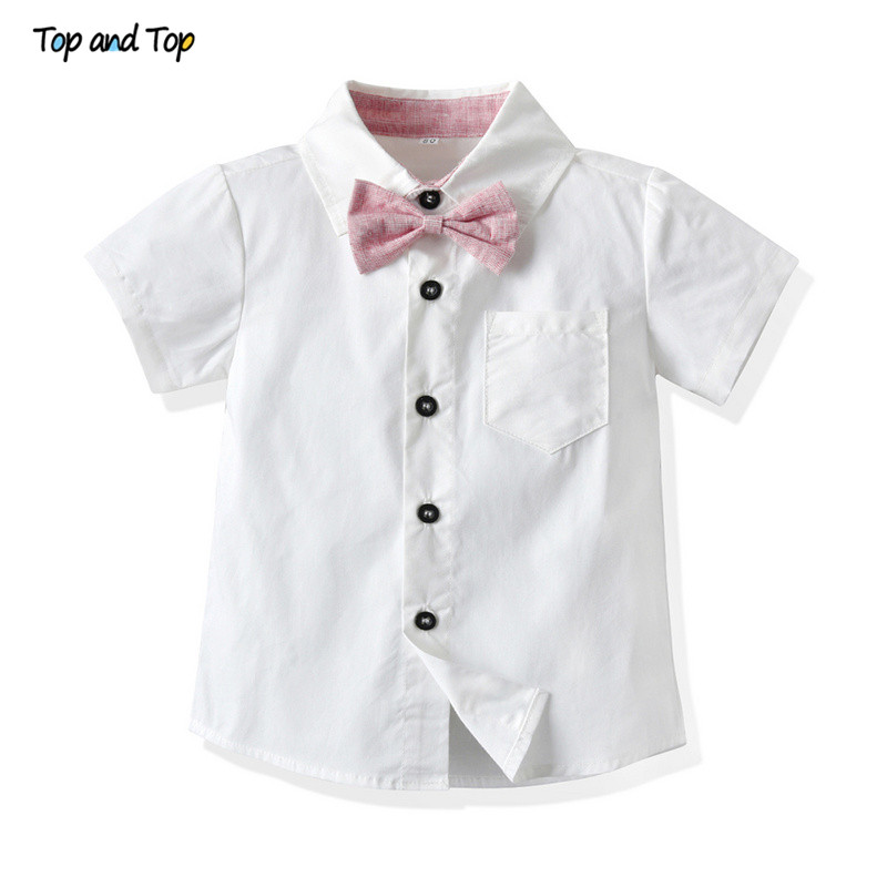 Top and Top Toddler Boys Clothing Set Newborn Gentleman Suit Short Sleeve Bowtie Shirt+Suspender Shorts Casual Baby Boy Clothes