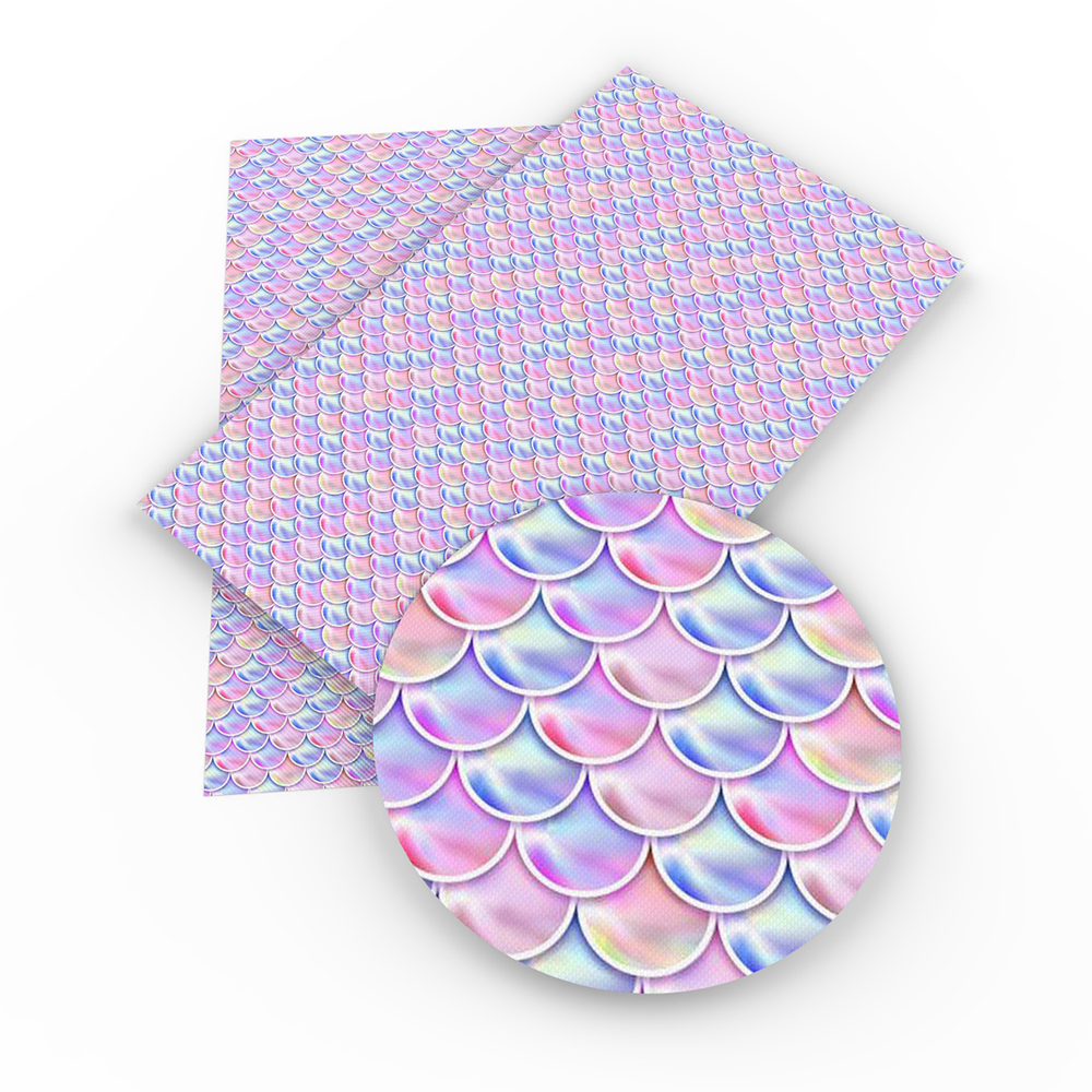 20*33cm Mermaid Fish Scales Vinyl Faux Artificial Synthetic Leather Fabric DIY Sewing Garment HairBow Bags,1Yc3521