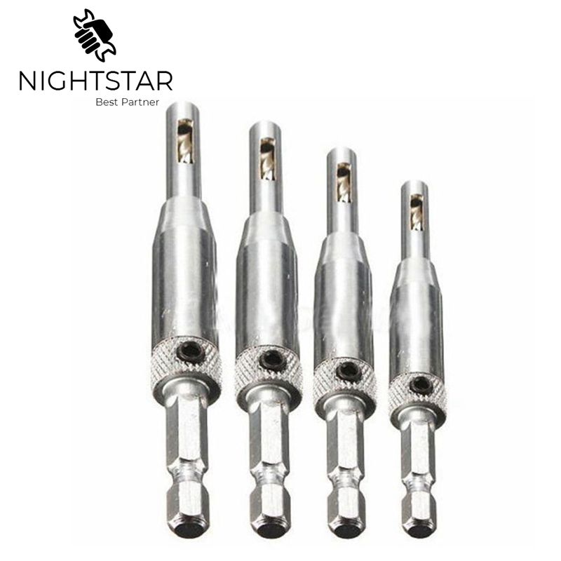 4 pcs HSS Self Centering Hinge Drill Bits Set Door Cabinet Woodworking Punch t 5/64 7/64 9/64 11/64