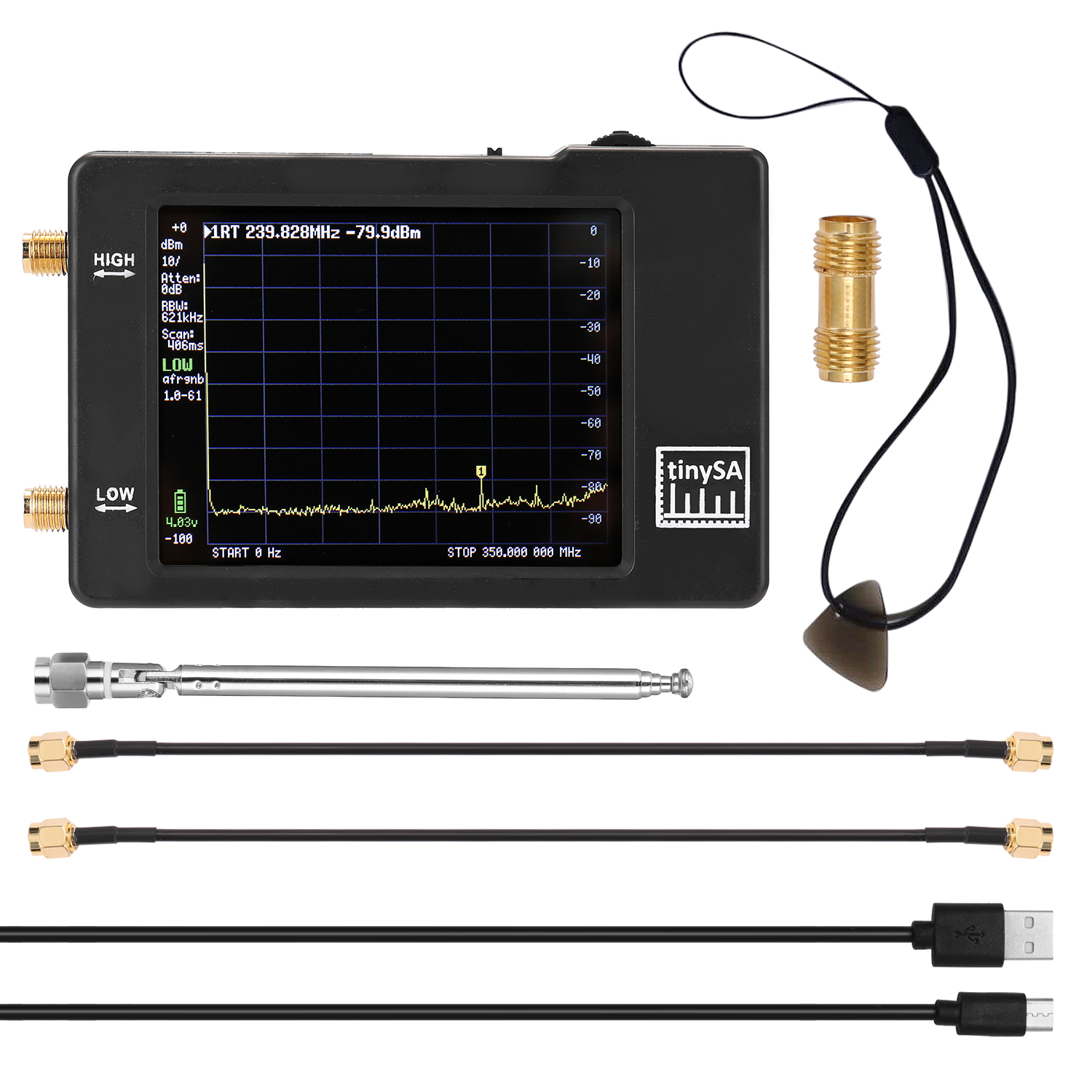 Pre-sale tinySA Handheld Two Inputs Tiny Spectrum Analyzer 2.8 Inch Touching Display Screen Spectrum Analyzers 100KHz-350MHz