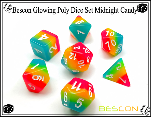 Bescon Glowing Poly Dice Set Midnight Candy-4