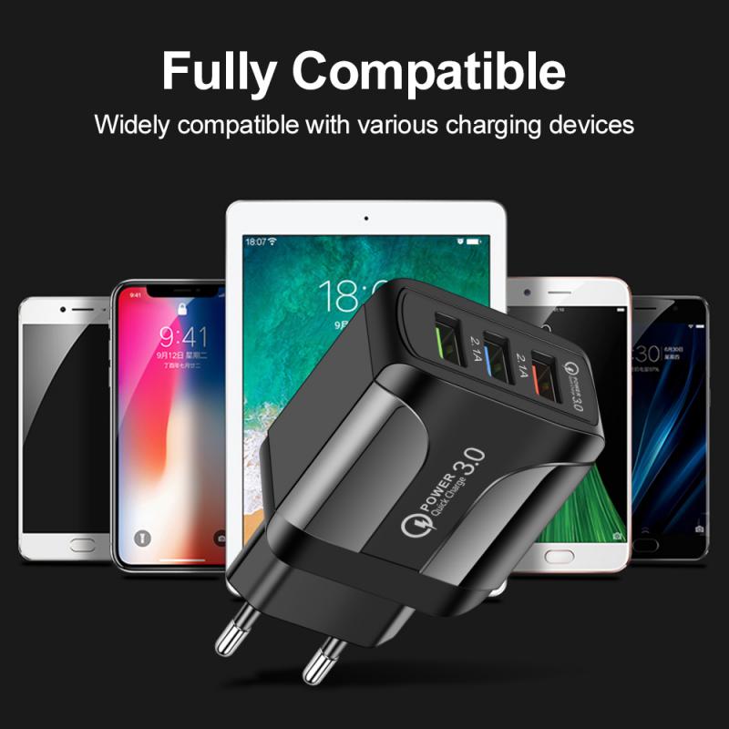 2.4A/3A Quick Charger 3.0 USB Charger For Iphone Samsung Tablet EU US UK Plug Wall Mobile Phone Charger Adapter Fast Charging