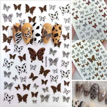 3D Nail Art Stickers Bohemia Style Leopard Butterfly Print Nails Stickers Decal For Nails Art Decorations Design Manicure
