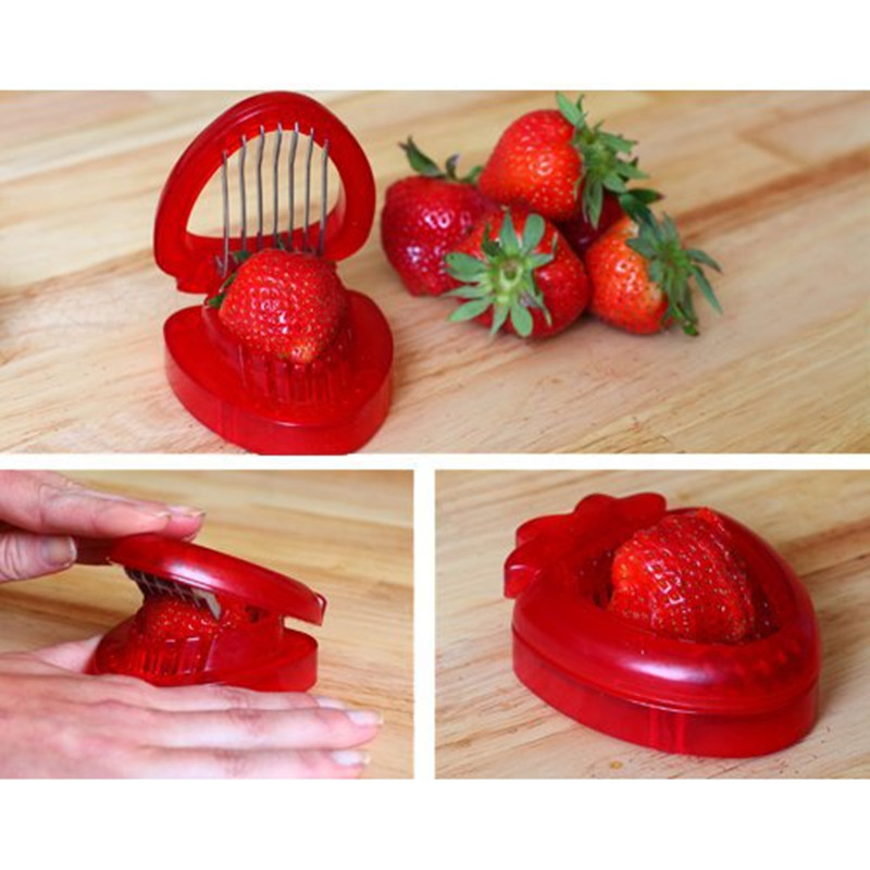 2pcs/set kitchen Fruit gadget strawberry slicer strawberry corer strawberry stem remover Fruit Cutter Slice Kitchen Tools