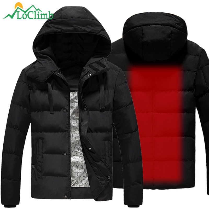 LoClimb L-5XL USB Heated Jacket Men Winter Heating Windbreaker Hiking Thermal Waterproof Jacket Men's Coat Outdoor Jackets AM361