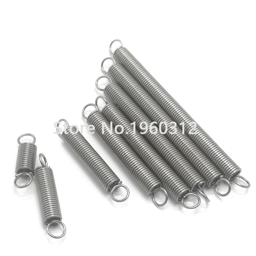 10Pcs 304 Stainless Steel Dual Hook Small Tension Spring Hardware Accessories Wire Dia 0.5mm Outer Dia 5mm Length 15-50mm