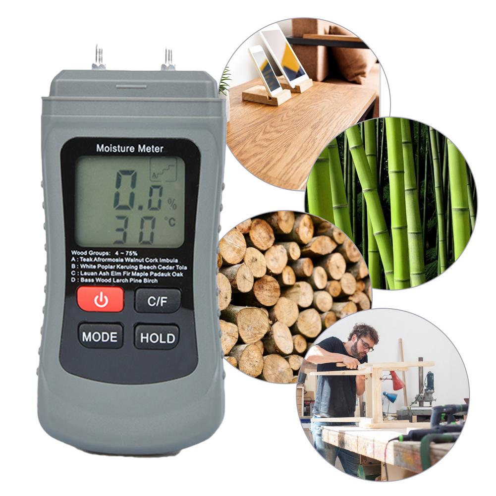 Mini Wood Moisture Meter Wood Humidity Tester Hygrometer Timber Damp Detector Tree Density Two Pins LCD Digital Moisture Tester