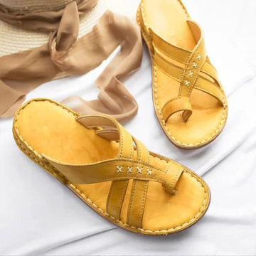 PU Leather Foot Correction Flat Heel Soft Ladies Orthopedic Casual Women Sandals Indoor Outdoor Summer Beach Travel Non Slip