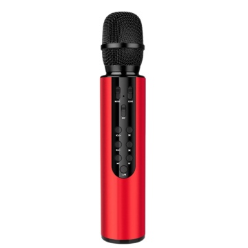 Wireless Microphone Dual Speaker Condenser Bluetooth Karaoke Speaker Microphone for Karaoke/Singing/Church Red