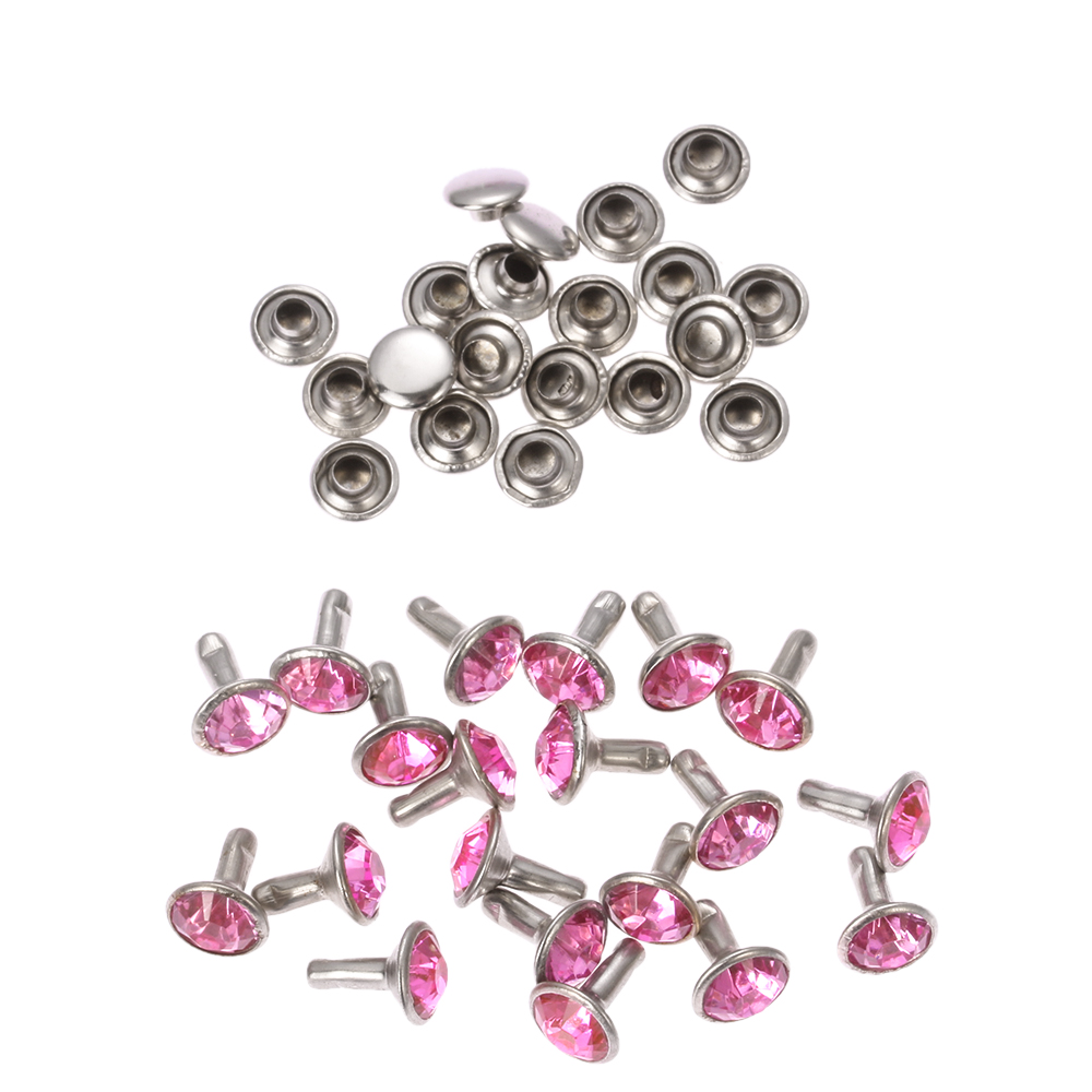 20sets/40pcs Multicolor Rhinestone Rivets DIY Clothing Bag Shoes Crafts Decoration Supplies Garment Sewing Drill Nail Button