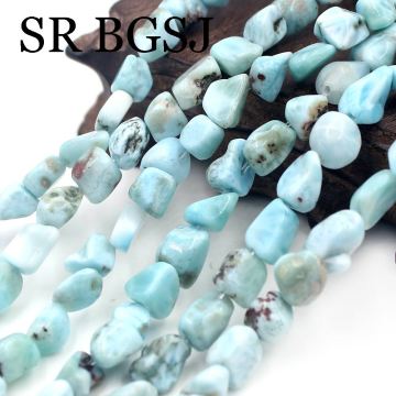 Free Ship 8x12mm Freeform Nugget Larimar Beads Genuine Natural Stone Craft Beads Strand 15