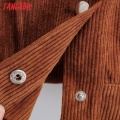 Tangada women short bomber jacket corduroy female long sleeve buttons ladies oversized jackets outwear 1F173