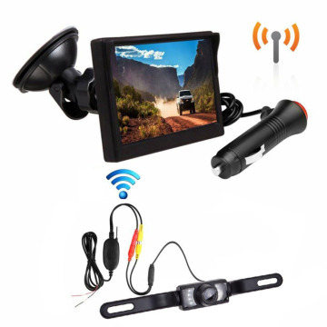 Wireless Backup LCD Monitor License Plate Night Vision Rear View Camera Kit Waterproof Car Surveillance Camera