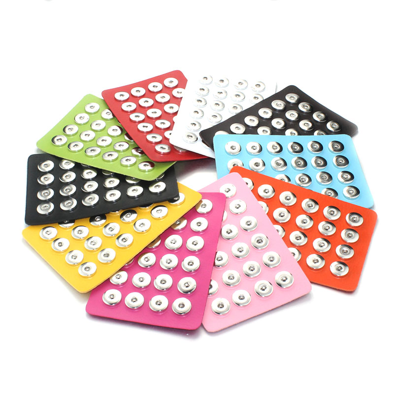 Boom Life New Snap Button Display Board Fit 24pcs & 60pcs 18mm Snap Buttons Jewelry Black Genuine Leather Display Holder