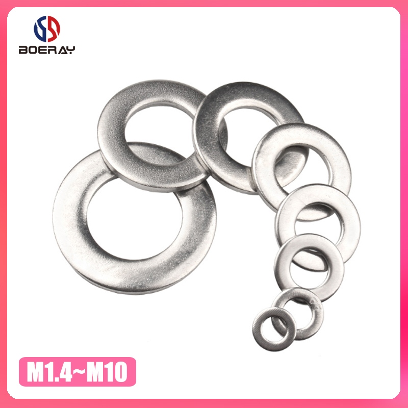 DIN125 ISO7089 M1.4 M1.6 M2 M2.5 M3 M3 M4 M5 M6 M8 M10 Stainless Steel 304 Flat Machine Plain Washer