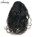 Isheeny Human Hair Ponytail extensions 8"-24" Brazilian Wavy Drawstring Pony Tail Clip In Hair Natural Color 100g