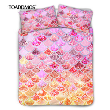 TOADDMOS Comforter Throw Pillow Case Cover Pink Gold Mermaid Scales 3pcs/Set Bedding Set Bedroom Home Decor Duvet Cover Set Soft