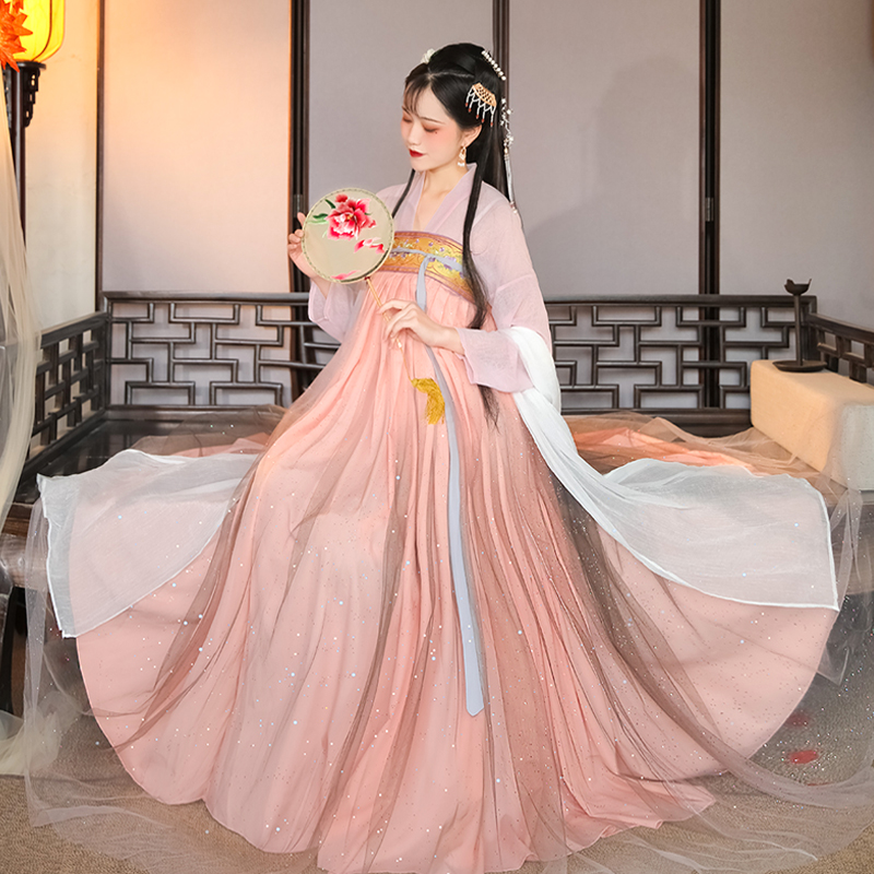 Women Chinese Traditional Hanfu Costume Lady Vestidos Han Dynasty Dress Embroidery Tang Dynasty Princess Folk Dance Clothing