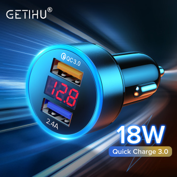 GETIHU 18W Dual USB Car Charger LED Fast Phone Charge Adapter For iPhone 12 11 Mini Pro X XS XR Max 6 7 8 Xiaomi Huawei Samsung