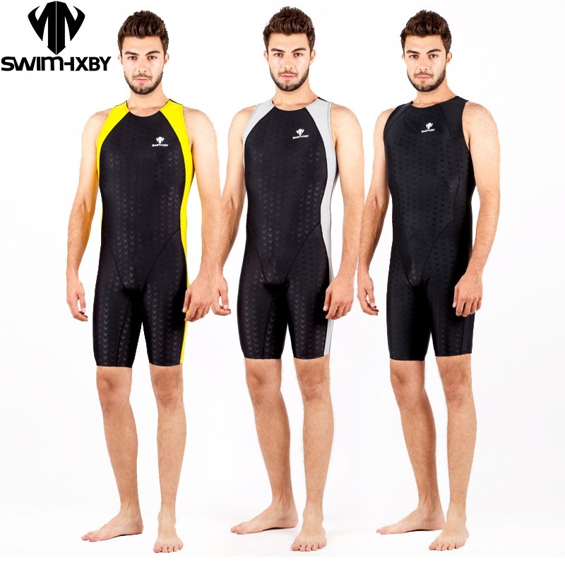 Mens one piece swimwear competitive swimming racing swimsuits suit boy competition swimsuit knee boys swim professional plussize