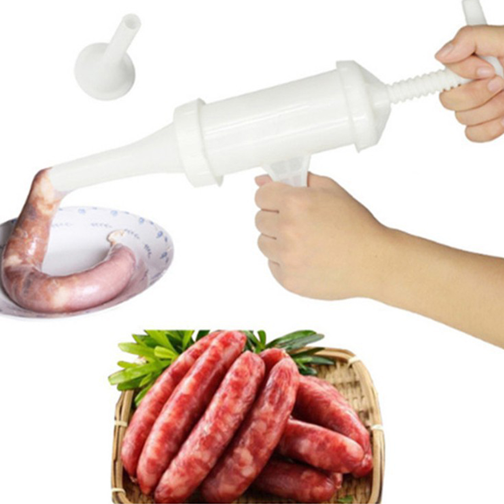 Manual Meat Sausage Machine Filler Stuffer Sausage Maker With 2PCS Funnel Homemade DIY Delicioious Hygienic Sausage Kitchen Tool