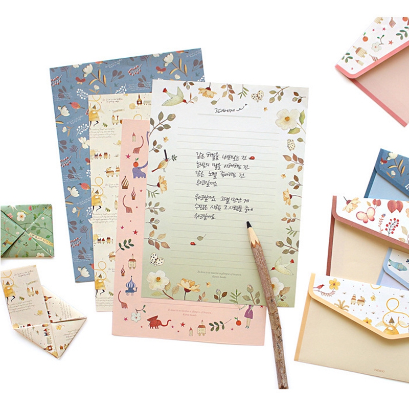 6Pcs/lot Beautiful Fresh Series 4pcs Letter Paper + 2pcs Envelope Set Kawaii Stationery School Office Supplies Gift