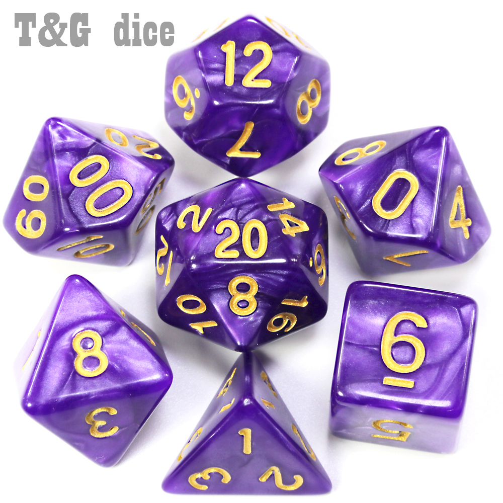19 Color for choose 7PCS/set Polyhedron Dados DnD Marbled Effect Opaque D4 D6 D8 D10 D10% D12 D20 Clear Playing Dice