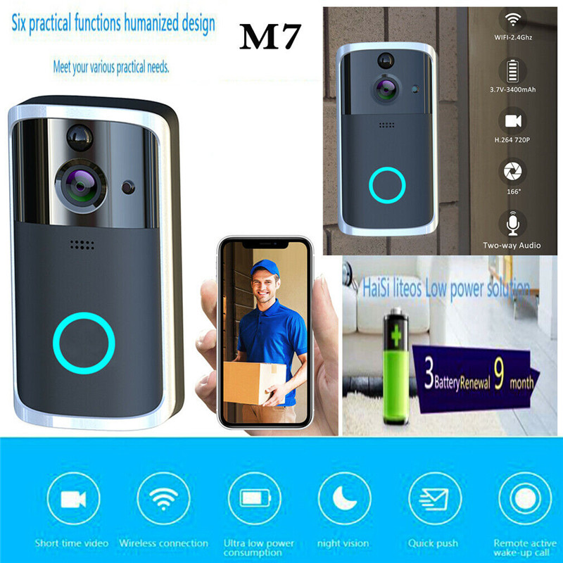 New Smart Wireless WiFi Video Doorbell Two-way Intercom Infrared Night Vision Doorbell Camera Support APP for Android IOS Phone