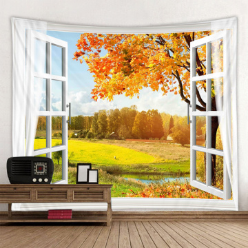3D window scenery decoration tapestry dormitory bedroom background wall decoration tapestry holiday party decoration tapestry