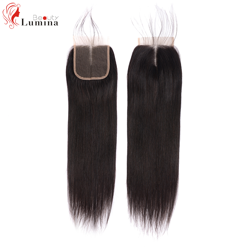 Straight Lace Closure Pre Plucked With Baby Hair Natural Hairline Brazilian Remy Human Hair 4x4 Closure Hair Beauty Lumina