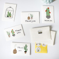 6sets Cute Cactus Folded Thank You Cards DIY Party Invitation Greeting Cards Creative Gift Card with Envelope Stickers