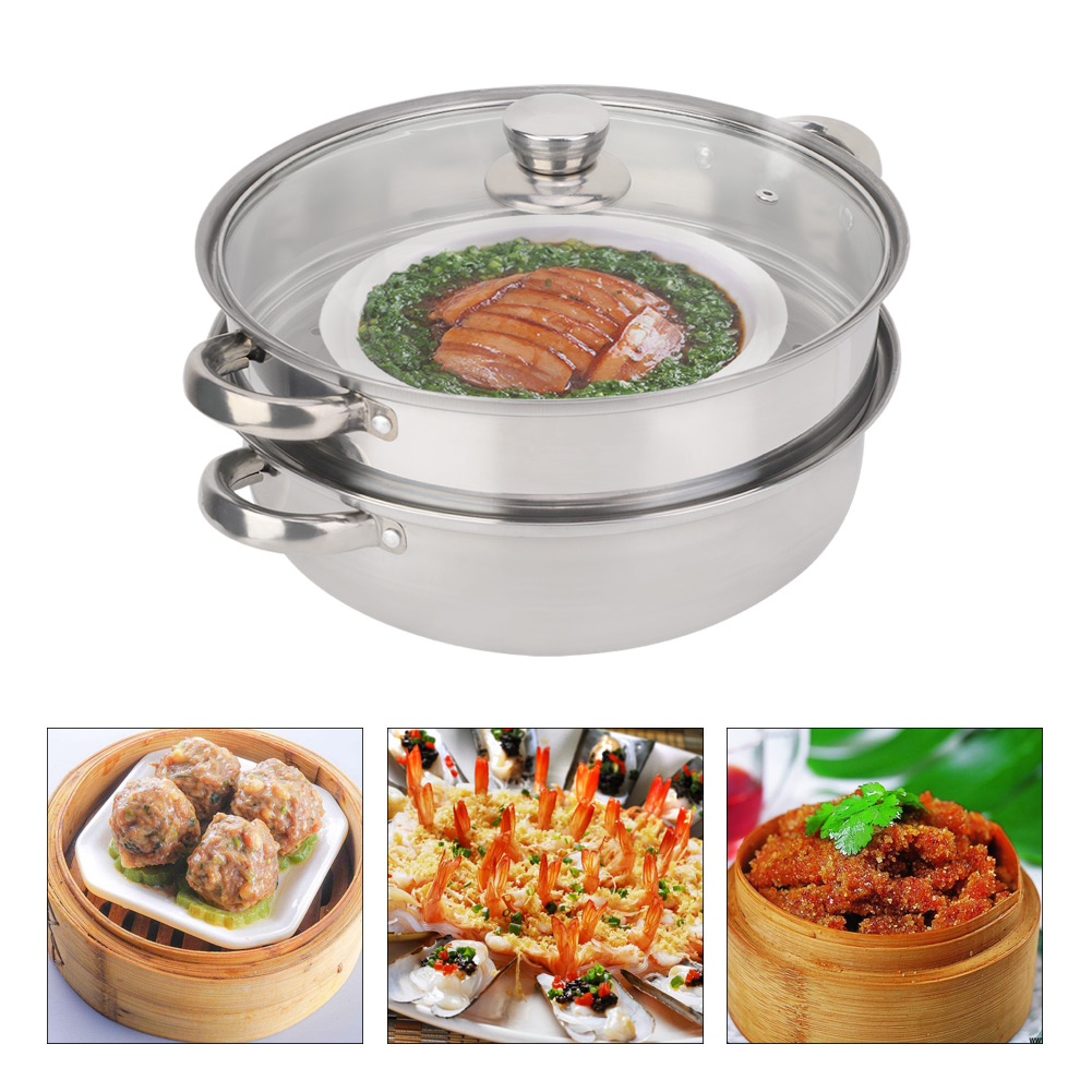 High-Quality Stainless Steel Cookware 27cm/11in 2-Layer Steamer Pot Cooker Double Boiler Soup Steaming Pot Double Soup Steamer