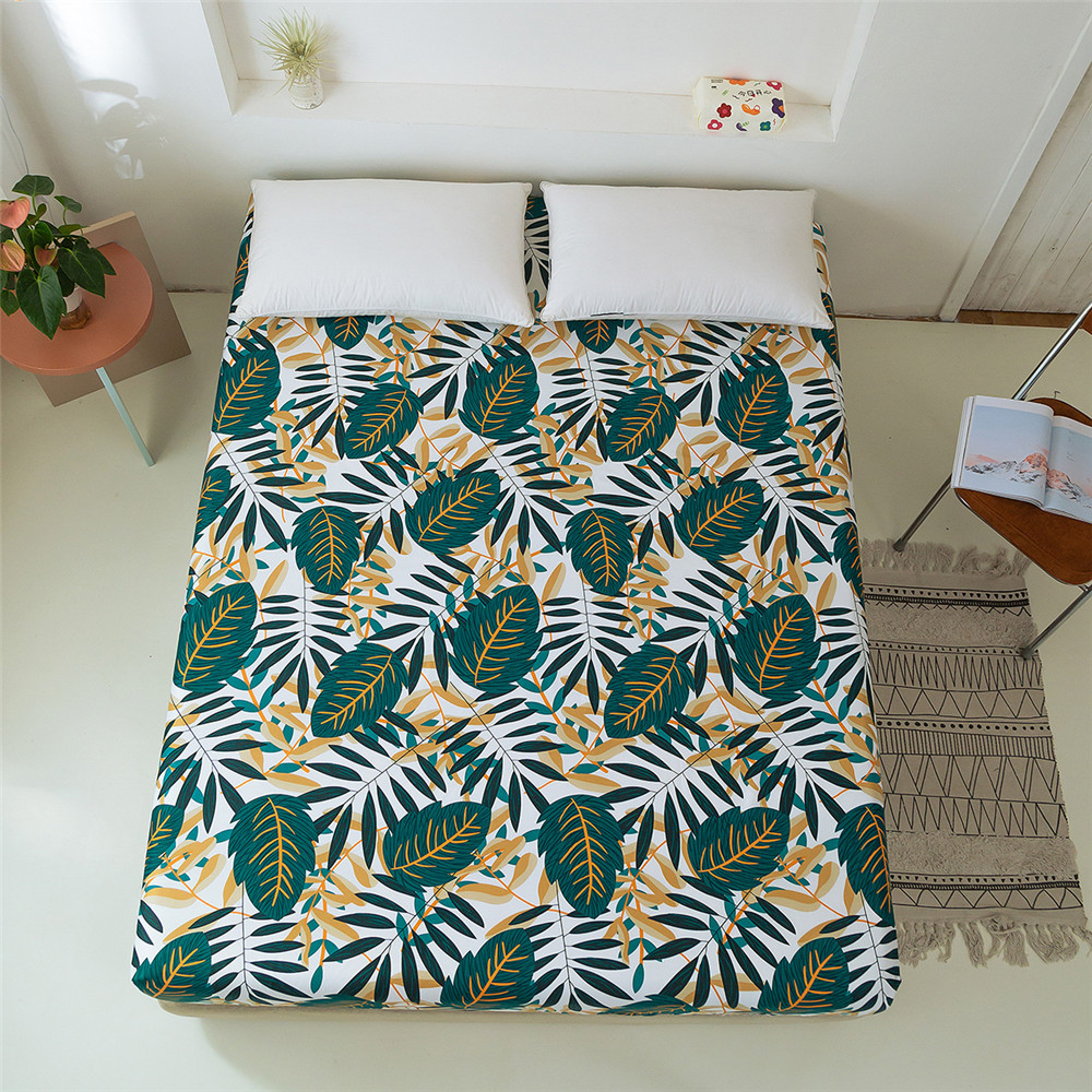 Plants Floral Printed Polyester Bed Cover Bedsheet Twin Queen King Size Bedroom Mattress Cover Fitted Sheet Bed Protector Pad