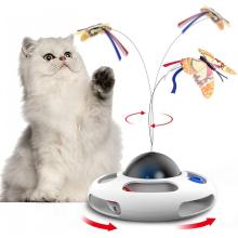Automatic Electronic Rotating Butterfly Kitten Cat Toys with Roller 2 Tracks Ball