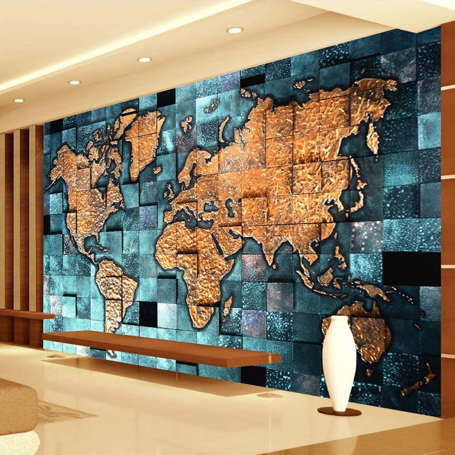 Custom Any Size 3D Mural Wallpaper World Map 3D Relief Living Room Sofa Study Backdrop Photo Wall Paper Home Decoration Wall Art