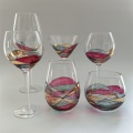 Hand blown multi-color glass drinking set