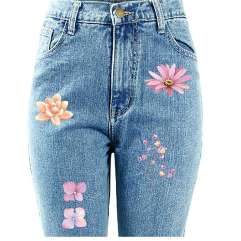 Fashion PVC Patch Clothes 23CM Grass Flower Thermal Transfer Printing T shirt Girl iron on patches for clothing Cute Stickers