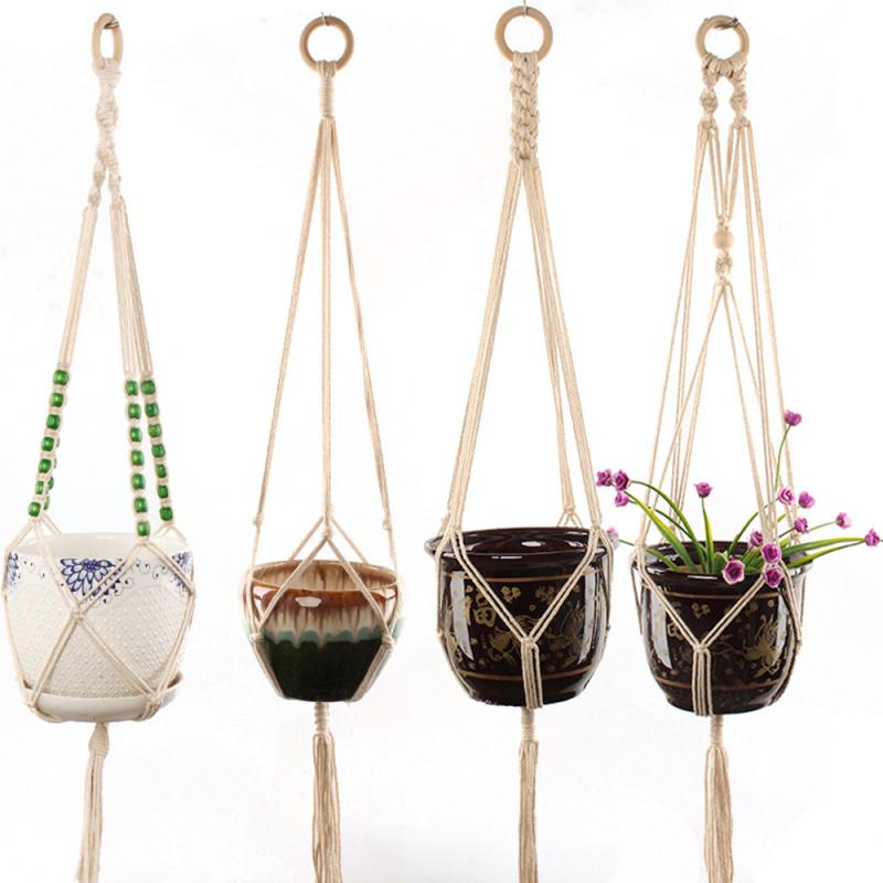 12 Spices Hanging Basket Flower Basket Holder Flowerpot Lifting Rope Macrame Plant Hanger Garden Pot Planter Display String
