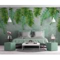 Customized large mural / wallpaper / simple and small fresh green banana leaf watercolor style background wall