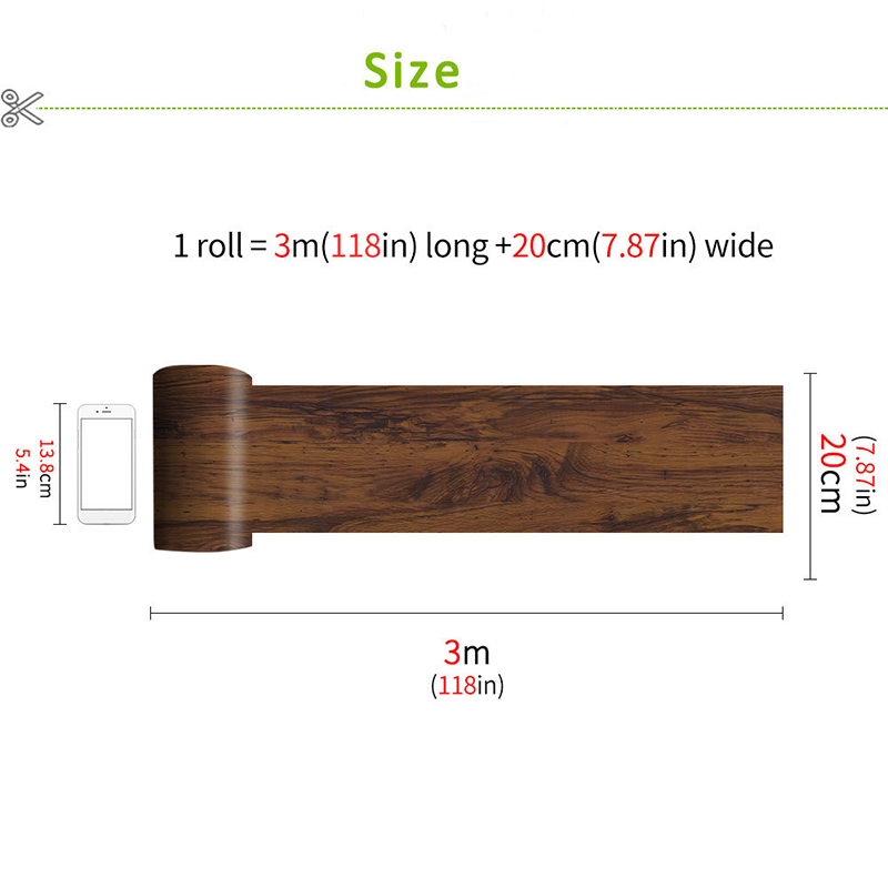 PVC Wood Grain Floor Stciker Decal Home Decoration 20*300cm Wall Stickers Home Decor For Bedroom Non Slip Stickers Ground Decor