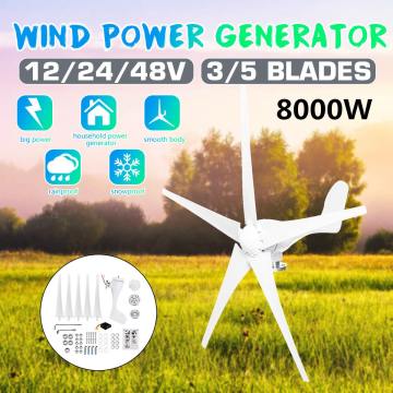 8000W Wind Power Turbines Generator 12/24/48V 3/5 Wind Blades Option With Waterproof Charge Controller Fit for Home Or Camping