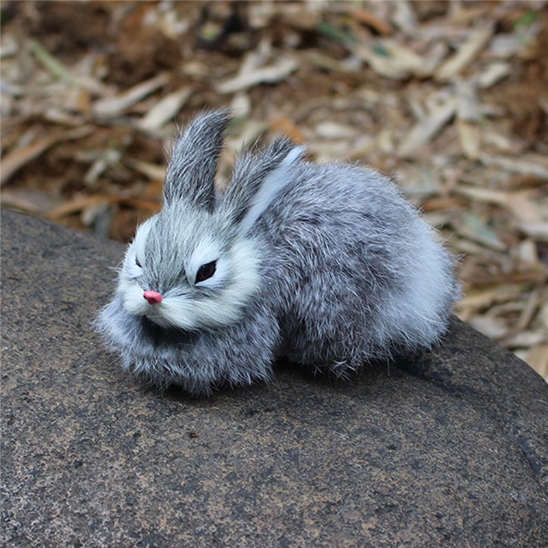 6'' 15cm Mini Realistic Cute White Plush Rabbits Fur Lifelike Animal Easter Bunny Simulation Rabbit Toy Model Birthday Gift