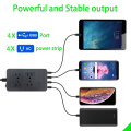 US Plug Power Strip Wall Multiple Socket Portable 4 USB Port for Mobile Phones, UL 60950-1 Cable for Smartphones Tablets