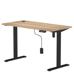 Electric Standing Desk Adjustable Height Stand up Desk Sit Stand Home Office Desk with Splice Board Black Frame Rustic Brown Top