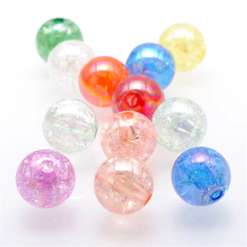Colorful Acrylic Crackle Beads Round Loose Lucite Jewelry Beads 8mm 10mm 12mm DIY Necklace Bracelet Plastic Spacer Beads
