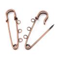 Fashion Iron Based Alloy Safety Pin Brooches Connectors Jewelry DIY Findings Gold silver color 3 Loops 50mm x 17mm, 10 PCs