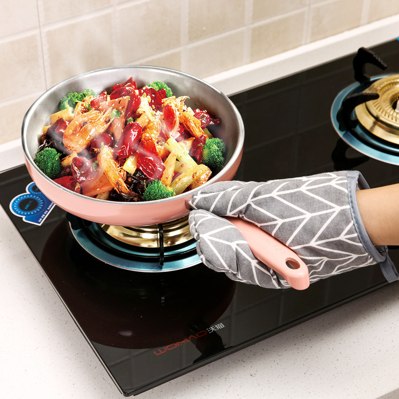 1Pc Cotton Oven Gloves Heatproof Mitten Kitchen Cooking Microwave Oven Mitt Insulated Non-slip Glove Thickening