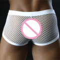 Sexy Mesh Boxer Men Underwear See Through Transparent Male Low Waist Nightwear Boxer Shorts Boxershorts Men's Underpants